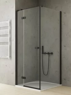 New Trendy Czarna kabina prysznicowa drzwi uchylne 90x100 lewa EXK-4930 Reflexa Black - Kabiny prysznicowe - miniaturka - grafika 1