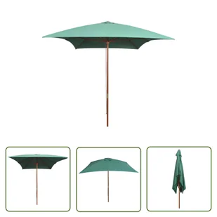 The Living Store Parasol ogrodowy - 200x300 cm - drewniany stelaż - zielony - Parasol Ogrodowy - Parasole ogrodowe - miniaturka - grafika 1