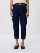 Spodnie damskie - Reserved - Jeansy paperbag z paskiem - granatowy - miniaturka - grafika 1