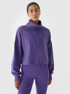 Bluzy sportowe damskie - Damska bluza dresowa nierozpinana bez kaptura 4F x Anna Lewandowska - niebieska - 4F x AL - miniaturka - grafika 1