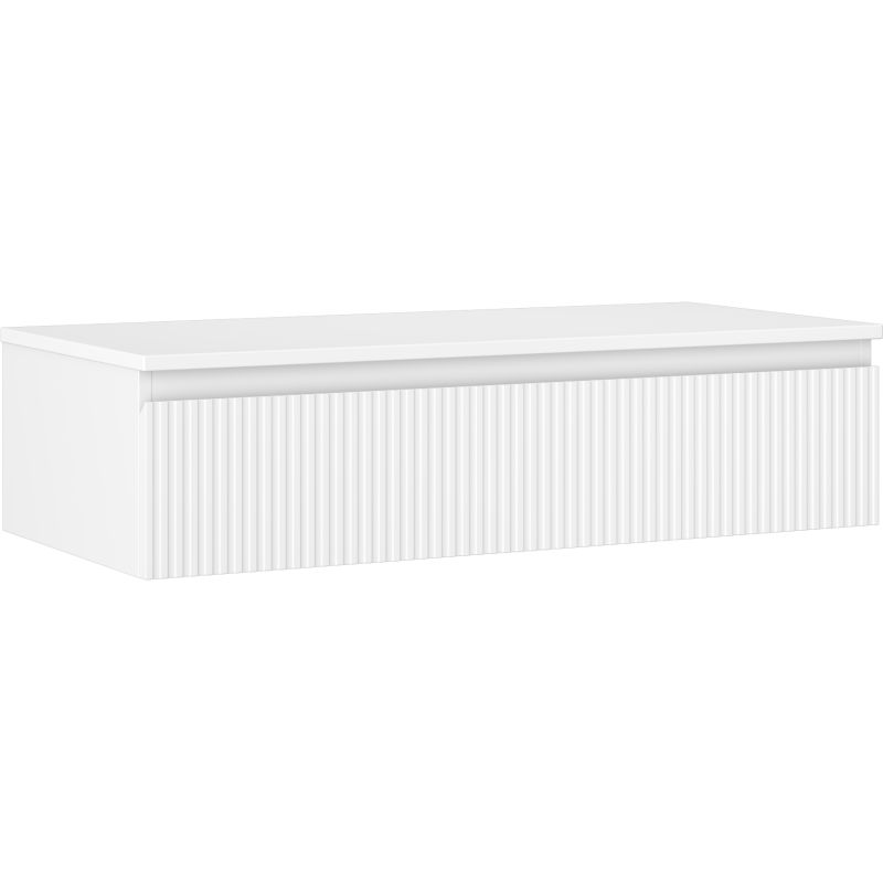 Mexen Rivel szafka łazienkowa podumywalkowa 100 cm z blatem, 1 szuflada, ryflowana , biała mat - 91A20-10023-1-BFC01