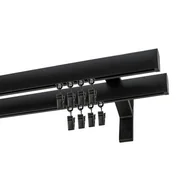 Karnisze - Karnisz DECASTYL Apartamentowy Podwójny z agrafkami 320 cm Czarny - miniaturka - grafika 1