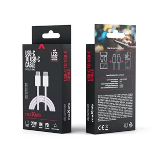 Maxlife Kabel MXUC-06 USB-C - USB-C 1,0 m 20W fioletowy nylonowy - Kable USB - miniaturka - grafika 1