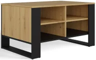 Ławy i stoliki kawowe - Stolik kawowy nowoczesny z półkami dąb artisan + czarny D2-E90 - miniaturka - grafika 1