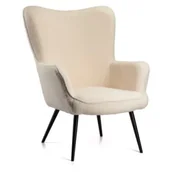 Fotele - HowHomely Fotel wypoczynkowy Roker kremowy Teddy - miniaturka - grafika 1