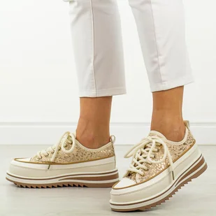 Beżowe półbuty damskie S.Barski 101 - S.BARSKI - Półbuty damskie - miniaturka - grafika 1