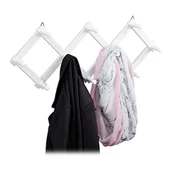 Wieszaki i stojaki - Relaxdays Wieszak ścienny drewniany, wysuwana listwa garderobiana, 10 wieszaków na ubrania, stabilny, nożycowy, składany, biały, 1 sztuka - miniaturka - grafika 1