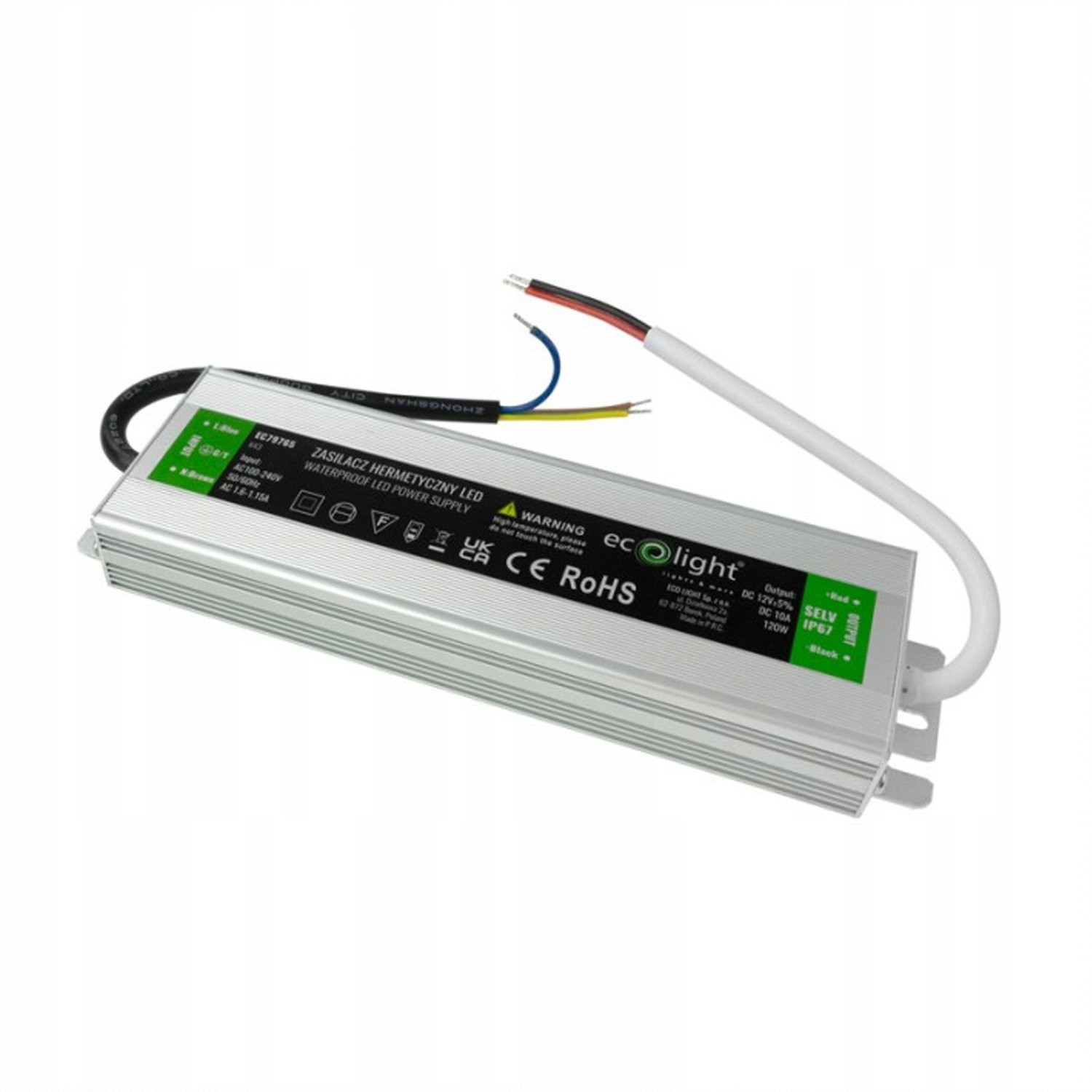 Zasilacz Led 120W 12V 10A Hermetyczny Wodoodporny IP67 modułowy Do Taśm Led