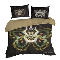 Pościel - Pościel satynowa EVA 200x220 Eva Minge Eurofirany czarna złota barwne motyle - miniaturka - grafika 1