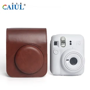 Polaroid Fuji mini12 brązowa torba na aparat torba na ramię futerał ochronny PU torba fotograficzna futerał na aparat torba do przechowywania - Paski, szelki, uprzęże foto - miniaturka - grafika 1