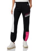 Spodnie sportowe damskie - Mistrz Legacy Color Punch W-Light Powerblend Fleece High-Waist Elastic Cuff spodnie dresowe damskie, Czarny/Off White/Fuksja, XS - miniaturka - grafika 1