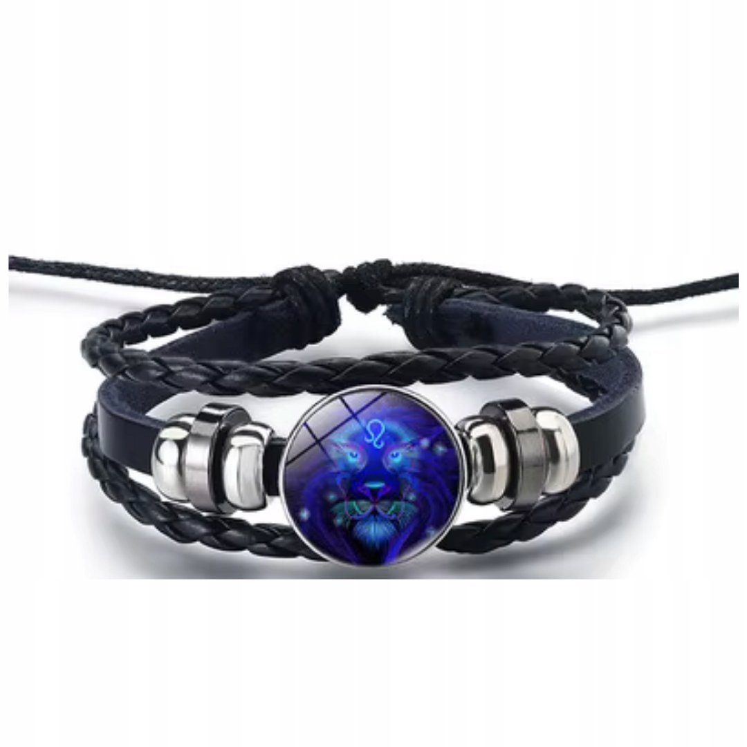 Zodiakalna Bransoletka Lew Pleciona Regulowana Biżuteria Unisex
