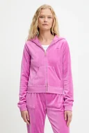 Bluzy damskie - Juicy Couture bluza HERITAGE ROBYN HOODIE damska kolor różowy z kapturem z aplikacją JCSEBJ007G - miniaturka - grafika 1