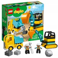 Klocki - LEGO DUPLO CIĘŻARÓWKA I KOPARKA GĄSIENICOWA ZESTAW BUDOWLANY BUDOWA 20 EL. - miniaturka - grafika 1