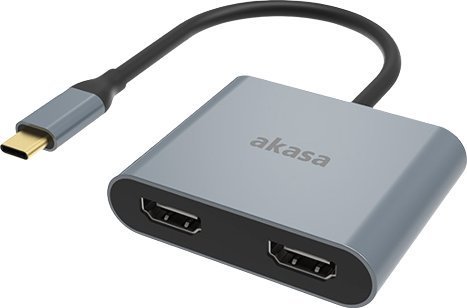 Stacja/replikator Akasa USB-C - HDMI x2 Szary AK-CBCA26-18BK