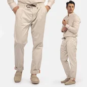 Spodnie męskie - Spodnie Męskie Pepe Jeans Relaxed Proste Cienkie Bawełniane Beżowe Beżowy 33 - miniaturka - grafika 1