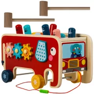 Zabawki interaktywne dla dzieci - Drewniana Kostka Edukacyjna Słoń Montessori Wbijak Kruzzel - miniaturka - grafika 1