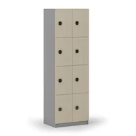 Szafki biurowe - Drewniana szafka skrytkowa, 8 schowków, zamek kodowy, szary/brzoza - miniaturka - grafika 1