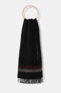 Tommy Hilfiger szalik wełniany kolor czarny wzorzysty AM0AM12832 - Apaszki i szaliki męskie - miniaturka - grafika 1