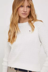 Tommy Hilfiger sweter bawełniany kolor biały lekki - Swetry damskie - miniaturka - grafika 1