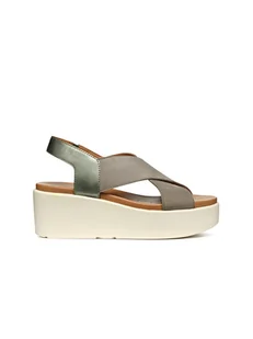 Geox Skórzane sandały "Xand 2.2S" w kolorze szarym na koturnie - Sandały damskie - miniaturka - grafika 1