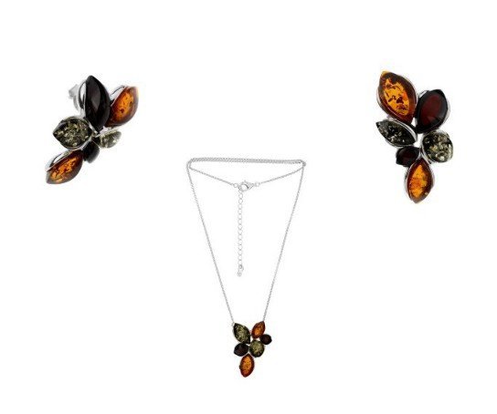 ankabizuteria.pl Biżuteria srebrna z bursztynem ELEGANCKI KOMPLET -NE