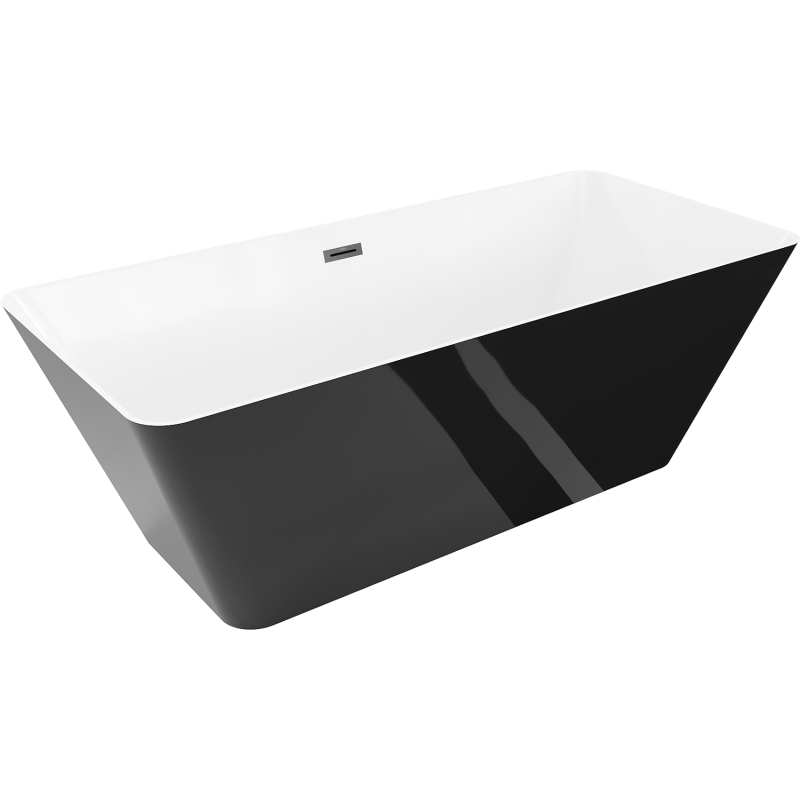 Mexen Velo Slim wanna wolnostojąca 170 x 75 cm, biała/czarna, przelew czarny - 52811707575-70
