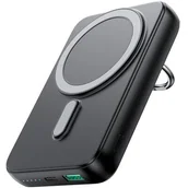 Powerbanki - Powerbank bezprzewodowy 10000mAh Joyroom JR-W050 20W MagSafe z ringiem i podstawką - czarny - miniaturka - grafika 1