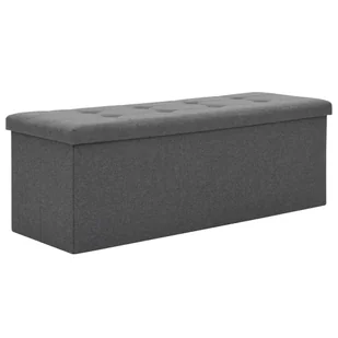 vidaXL Składana ławka, schowek, sztuczny len, 110x38x38cm, ciemnoszara vidaXL - Ławki do przedpokoju - miniaturka - grafika 5