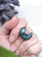 Pierścionki - Pierścionek miedziany r.17 labradoryt księżyc lunula - miniaturka - grafika 1