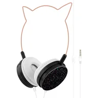 Słuchawki - Avizar Cat Ears Kawaii Design Micro Black Glitter - miniaturka - grafika 1