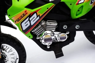 Motorek Cross dla dzieci Pojazd na akumulator Zielony + Pomocnicze kółka + Dźwięki LED - Tory, garaże, parkingi - miniaturka - grafika 17