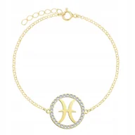 Bransoletki - Bransoletka Pozłacana ze Znakiem Zodiaku Ryby Prezent 925 DEDYKACJA GRATIS - miniaturka - grafika 1