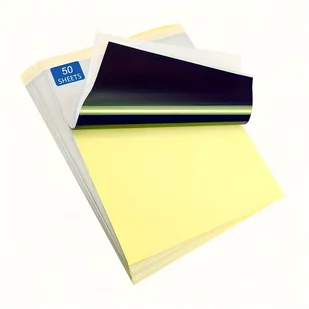 TEMU /50/ Arkuszy Papieru do Przenoszenia Tatuażów A4 - Bez Zapachu, Nie Wymaga Baterii, Idealny do Ręcznie Malowanych i Sztuki Termotransferowej, - Wyposażenie studia tatuażu - miniaturka - grafika 1