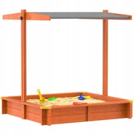 Place zabaw - Zamykana Piaskownica DREWNIANA OGRODOWA Z DASZKIEM ZE ŚWIERKU 140x140 - miniaturka - grafika 1