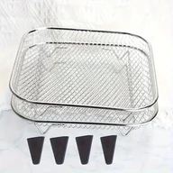 Akcesoria i części AGD - TEMU 6 szt. Zestaw Akcesoriów do Frytkownicy Powietrznej ze Stali Nierdzewnej: Półki i Podkładki – Kompatybilne z Piecykami, Szybkowarami i - miniaturka - grafika 1