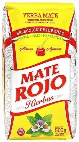 Yerba Mate Mate Rojo Compuesta Hierbas Menta Poleo Manzanilla 500g