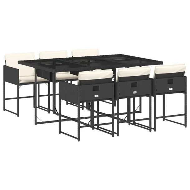 Zestaw mebli ogrodowych rattan PE czarny 165x106x73 + 6 krzeseł 50,5x50x79