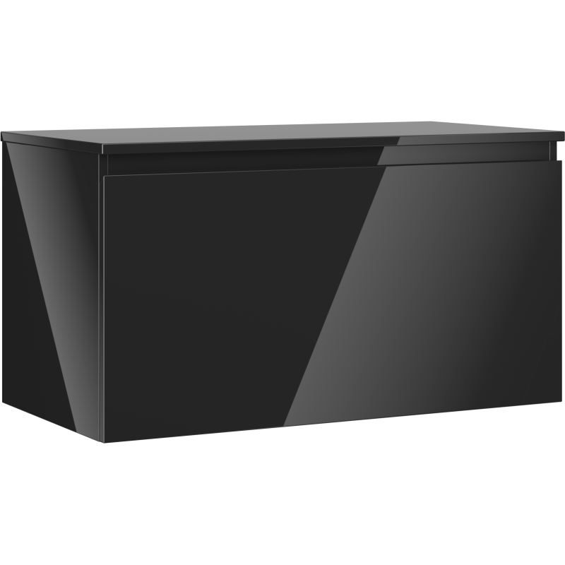 Mexen Orio szafka łazienkowa podumywalkowa 90 cm z blatem, 1 szuflada, czarna połysk - 91A10-09047-1-BFC70