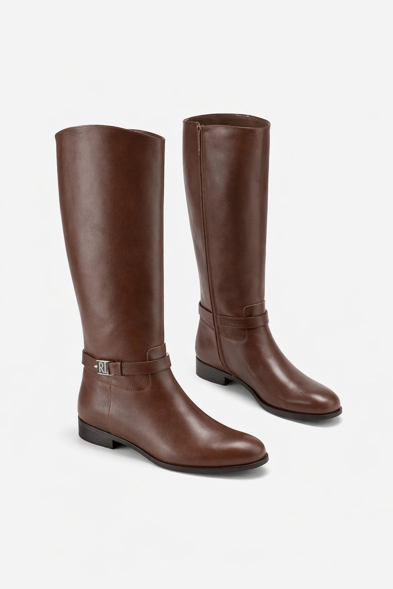 RALPH LAUREN KLASYCZNE BRĄZOWE KOZAKI SKÓRZANE Z KLAMRĄ 39 2I1D