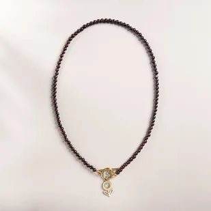 Naszyjnik Granat z kwiatkiem Okrągłe zapięcie - Naszyjniki Naszyjnik Granat z kwiatkiem Okrągłe zapięcie - Naszyjniki - miniaturka - grafika 1