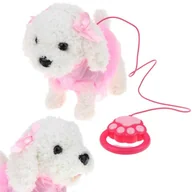 Zabawki interaktywne dla dzieci - Interaktywny Piesek Chodzi na Smyczy Maskotka Pudel Szczeka Rusza Ogonem - w Sukience - miniaturka - grafika 1