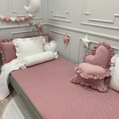 Koce i narzuty dla dzieci - AKSAMITNA PIKOWANA NARZUTA 90x200cm VELVET DELIKATNY RÓŻ - miniaturka - grafika 1