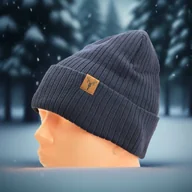 Czapki damskie - Ciepła Męska czapka zimowa Granatowa L/XL ST-538F - miniaturka - grafika 1