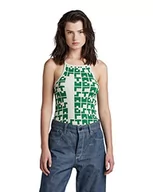 Koszulki i topy damskie - G-STAR RAW Women's Printed Tank top Cropped Ultra Slim T-shirt, wielokolorowy (Oyster Mushroom/Jolly Green Tetris D263-D964), XS, Wielokolorowy (Oyster Mushroom/Jolly Green Tetris D263-d964), XS - miniaturka - grafika 1