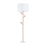 Lampy stojące - Biała lampa podłogowa na drewnianej nodze TK 5572 z serii ALBERO - miniaturka - grafika 1