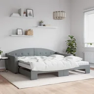 Sofy i kanapy - vidaXL Sofa rozsuwana z materacami, jasnoszara, 100x200 cm, tkanina - miniaturka - grafika 1