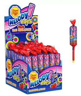 Lizak z gwizdkiem Chupa Chups Melody Pops truskawka 48 sztuk - Gumy do żucia, lizaki, dropsy - miniaturka - grafika 1