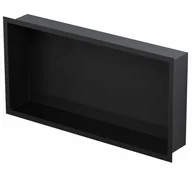 Półki łazienkowe - Półka wnękowa 30 x 60 x 10 cm czarna ze szklaną nakładką na dno - miniaturka - grafika 1
