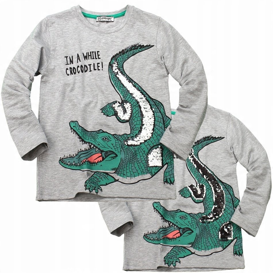 Bluzka KROKODYL Magiczne CEKINY Rękaw BAWEŁNA 140